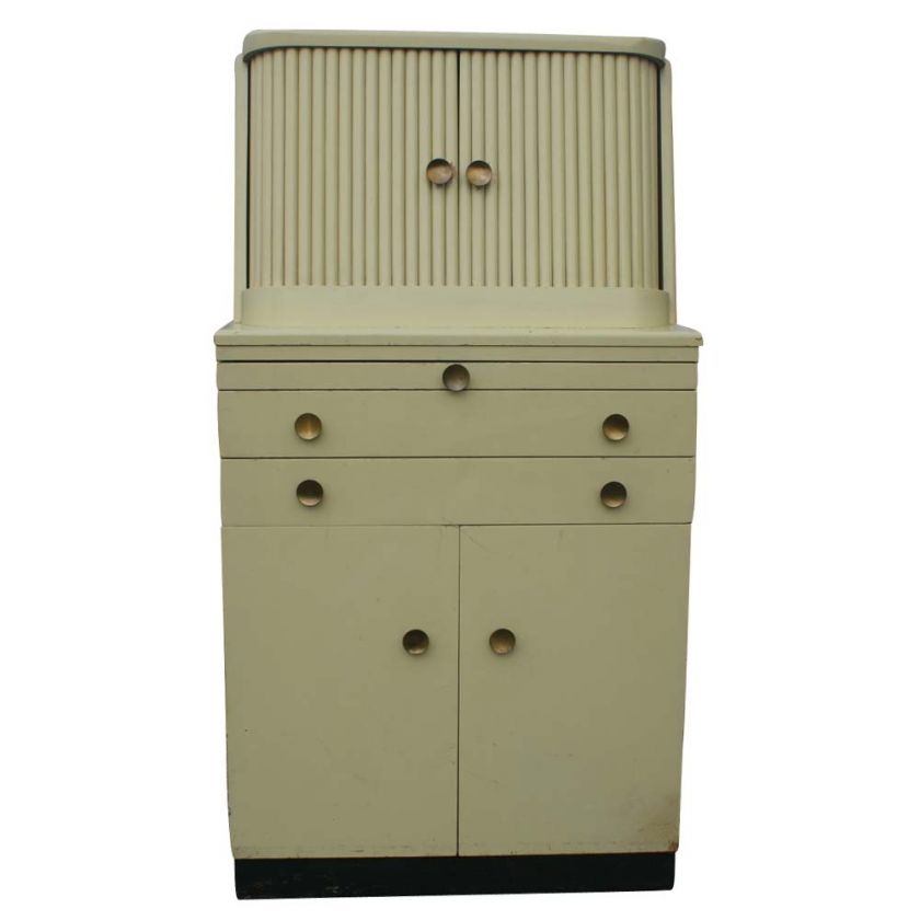 Vintage Tambour Doors Kitchen Cabinet  