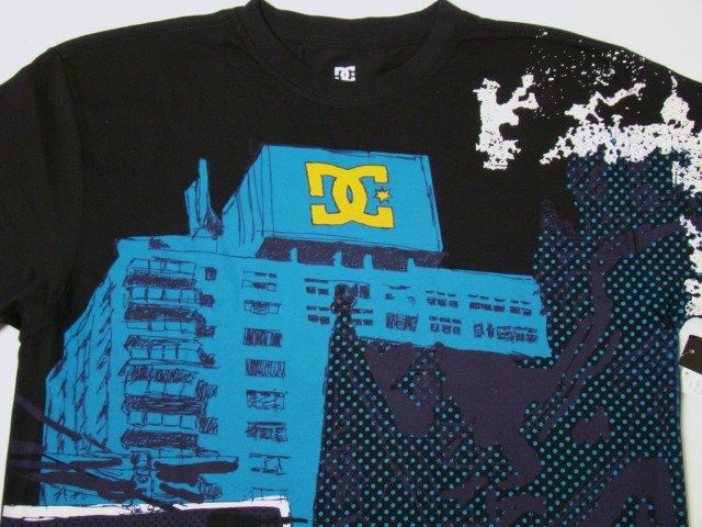 DC SHOES T SHIRT, BLACK BUILDING TEE, MENS LARGE  