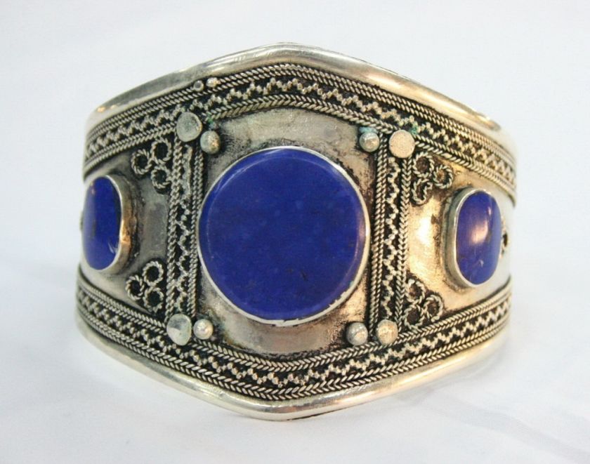 AFGHAN KUCHI TRIBAL ETHNIC LAPIS LAZULI CUFF BRACELET  