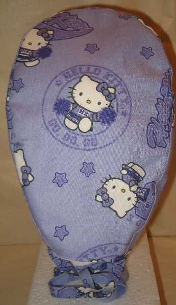 SCRUB HAT CAP MADE W HELLO KITTY CHEERLEADER FABRIC  