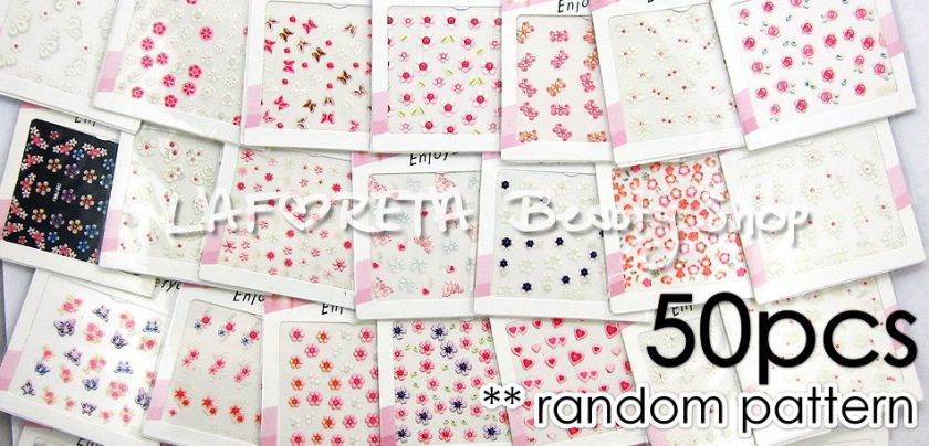 50 Sheet 3D NAIL ART DESIGN STICKER WHOLESALE PRO SALON  