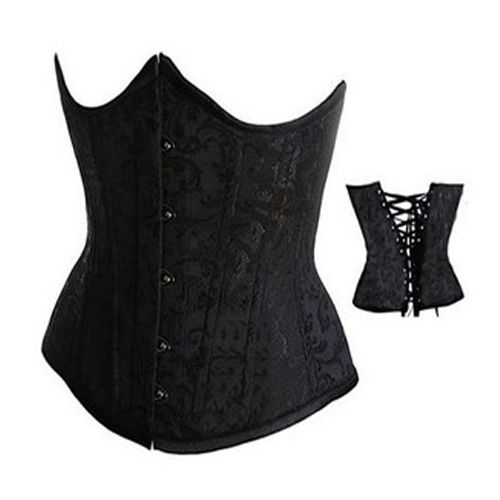 Sexy Floral Brocade Goth Underbust Waist Training Corset Bustier Top 