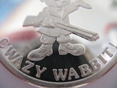 OZ.SILVER RARE ELMER FUDD CWAZY WABBIT  BUGS BUNNY 50TH ANNIVERSARY 