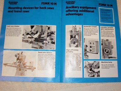 Vtg Original Vollmer Catalog~FSMK10M Saw Sharpener~Tool  