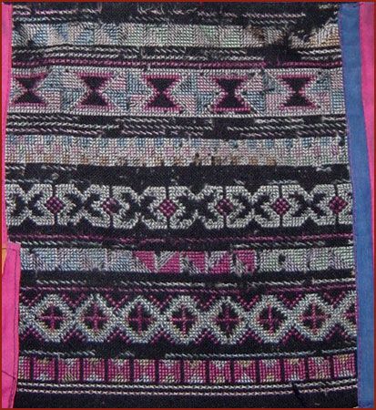 FINE STITCHING OLD AKHA HILLTRIBE BAG BURMA THAILAND  