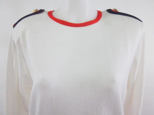NWT VINT VIVANTI White Red Navy Sweater Skirt Suit 12  