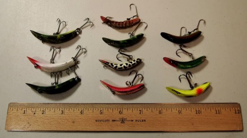 Lot of 10 Vintage Helin Flatfish Lures  