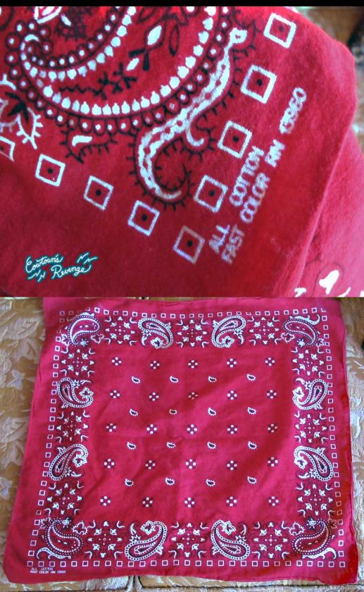 Vintage 70s CLASSIC RED HIPPIE 21x20 Bandana Hanky  