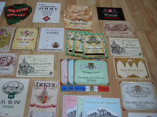 100 Assorted 1930s 50s European WINE & LIQUOR LABELS  