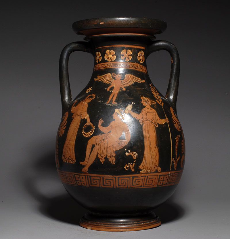 Ancient Greek Apulian Red Figure Pelike Vase  