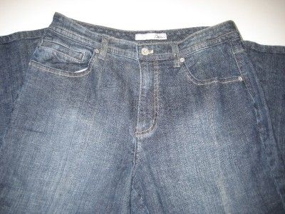 Chicos Platinum Denim Jean Capris Waist 32 Dark Wash  