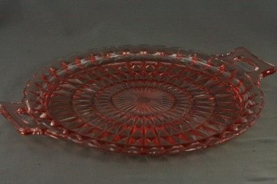 Vintage Pink Depression Glass Jeannette Windsor Diamond Sandwich Plate 