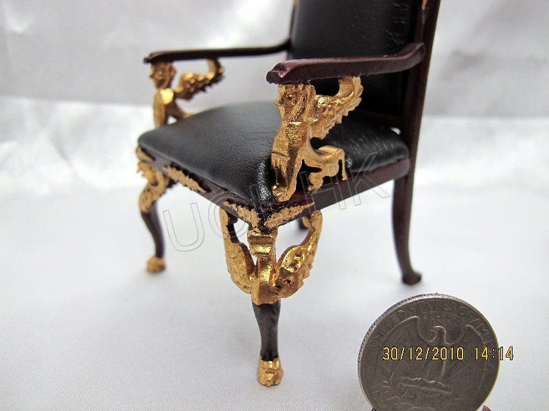 High End Empire Chair Mahogany with black leather  