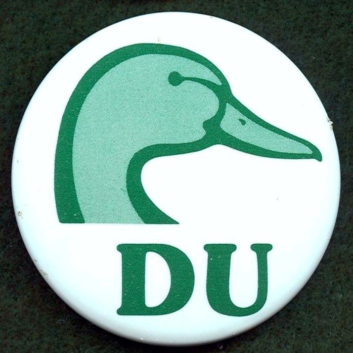 DUCKS UNLIMITED GREEN DUCK HEAD LOGO PIN BACK BUTTON  