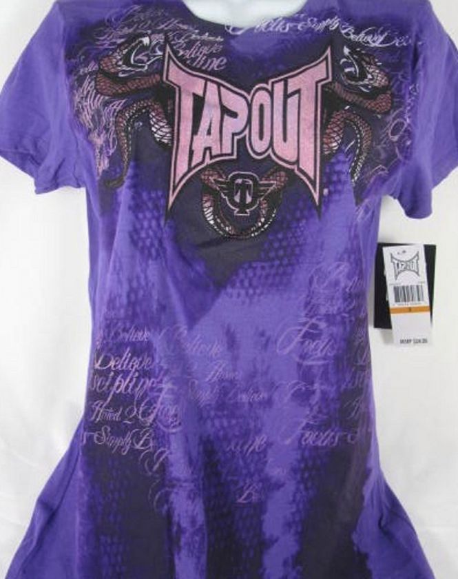 TAPOUT MMA PURPLE POISON UFC T SHIRT SHIRT TEE WOMENS GIRL JUNIOR SIZE 