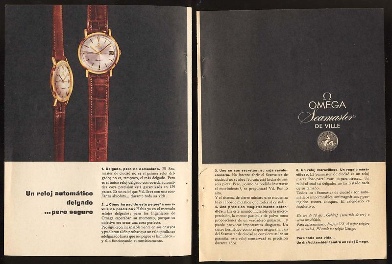 ARGENTINA ADVERTISING OMEGA SEAMASTER DE VILLE WATCH  