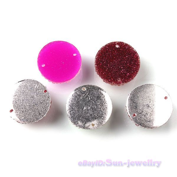 60x Mixed Colors Round Sew On Resin Rhinestones Flatback Buttons 18mm 