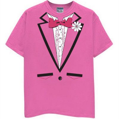 PINK TUX TUXEDO T SHIRT cancer ribbon breast vintage S  