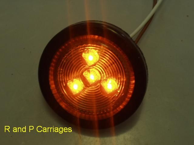 LED Light Truck Trailer 2 round amber w/plug Grommet  