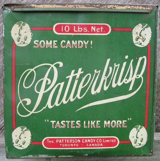 Patterkrisp 10 Pound Tin   Patterson Candy Co. Toronto Ontario  