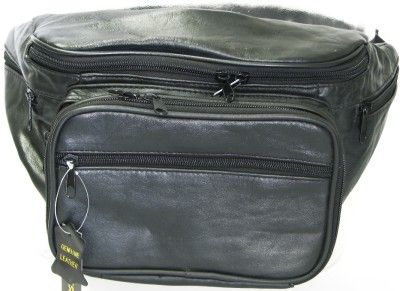 BLACK LEATHER FANNY WAIST PACK CAMERA HOLDER Wallet XXL  