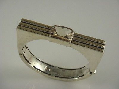 RETRO MICHAEL DAWKINS STERLING SILVER RHINESTONE BANGLE  