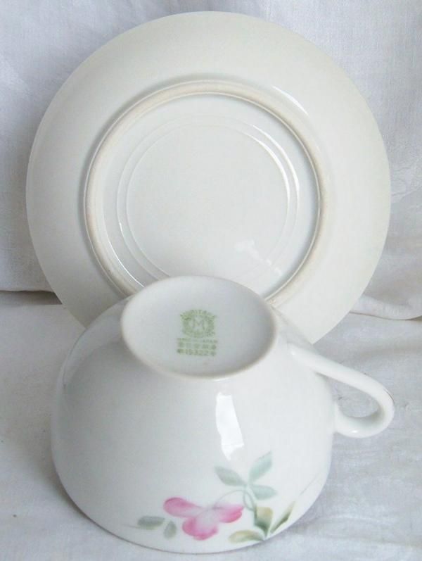 NORITAKE AZALEA 1918 VTG CUP SAUCER 19322 GREEN MARK  