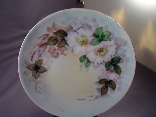 THOMAS SEVRES H.P PINK FLORAL SMALL PLATE  