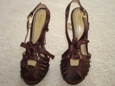 BEBE NIB SHOES PUMPS HEELS MELORA BROWN SANDAL 7  