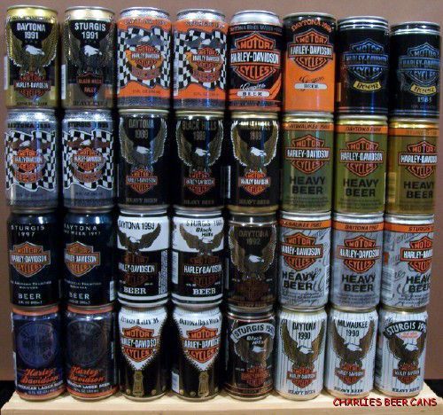 HARLEY DAVIDSON BEER AA 32 DIFFERENT CAN SET ALL BOTTOM OPENED FREE 