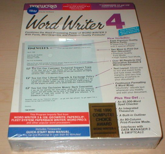 Word Writer 4 for the IBM PC Computer NEW SEALED  