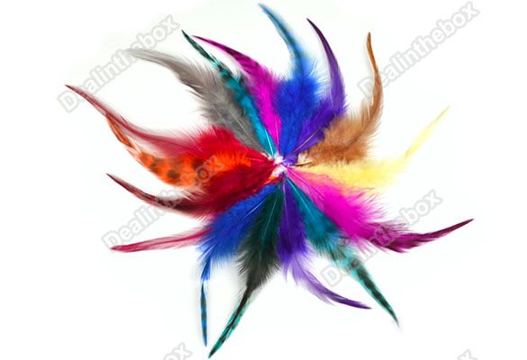 Bright Grizzly Hair Feather Extensions 100pcs 12 Colors  