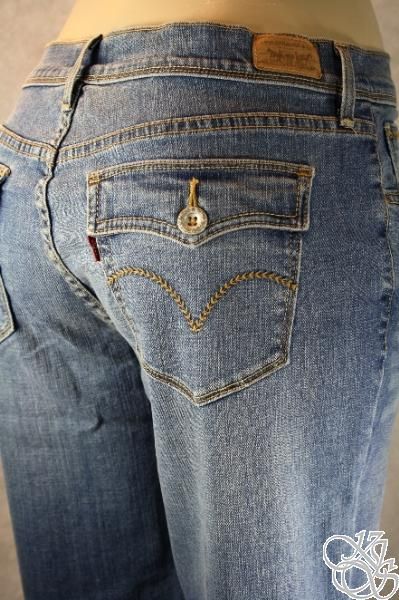 LEVIS JEANS 515 Skimmer Mid Rise Beyond Blue Denim Regular Fit Womens 