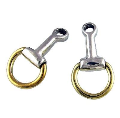 Pretty Sterling 925 Silver Two Tone Horse Snaffle Half Bit Earrings 