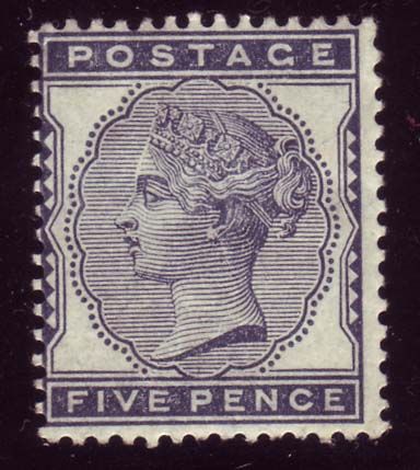 Great Britain 1881 QV 5p deep indigo Sc #85, SG 169 mlh  