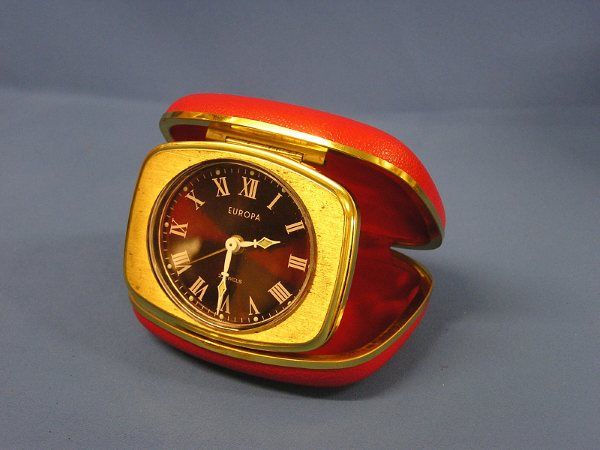 Europa Wecker 2 Jewels Reisewecker Uhr alarm clock rot  