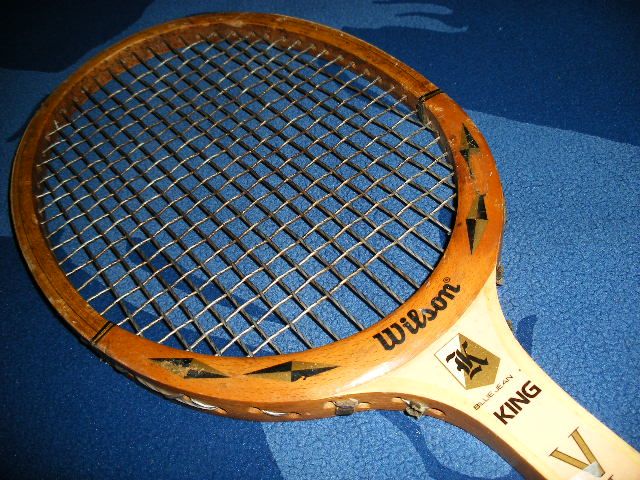 BILLIE JEAN KING OLD VINTAGE ANTIQUE WILSON WOOD TENNIS RACKET LEATHER 