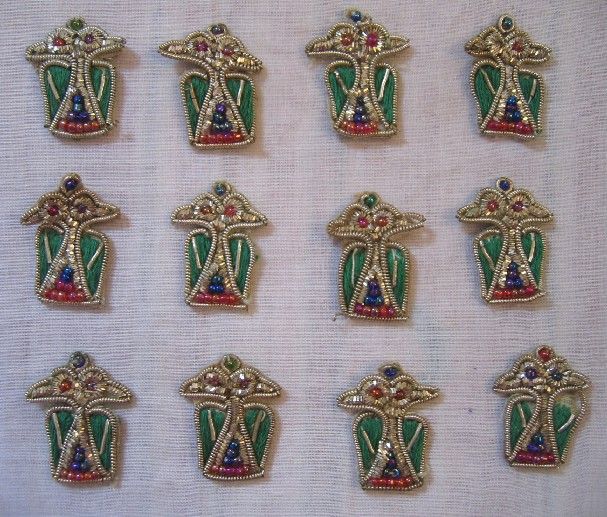 Vintage Hand Made Applique Appliques Beads Zari 10  