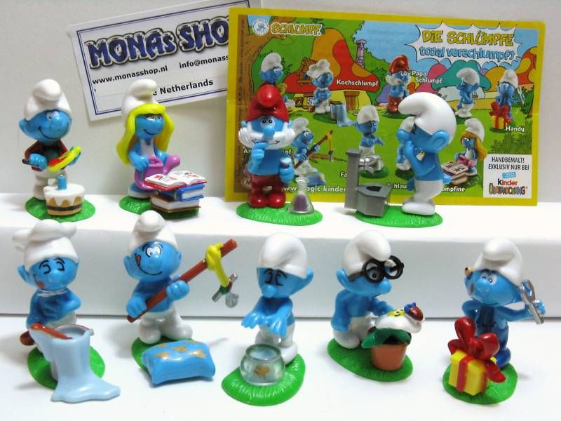 PEYO SMURFS PUFFO 50 YEARS BIRTHDAY COMPLETE COLLLECTION SET + 1 PAPER 