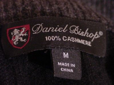 DANIEL BISHOP 100% CASHMERE MENS MEDIUM 1/2 ZIP BLACK CABLEKNIT 