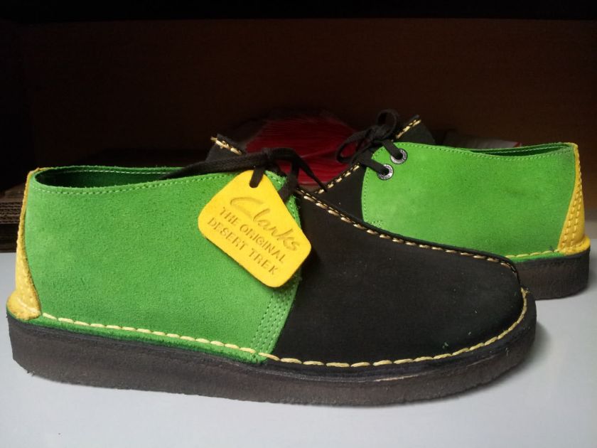   Mens Clarks Originals Desert Trek Premium Jamaican Green Yellow Black