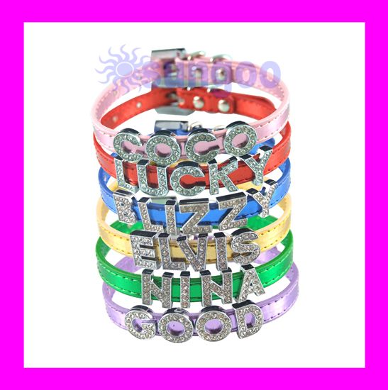 Metallic Dog Cat Pet Personalized Rhinestone Collar NEW  