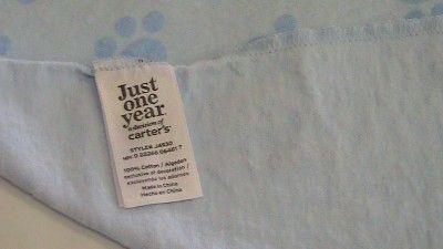 Carters Just One Year Dog/Puppy Paw Print Receiving Flannel Baby 