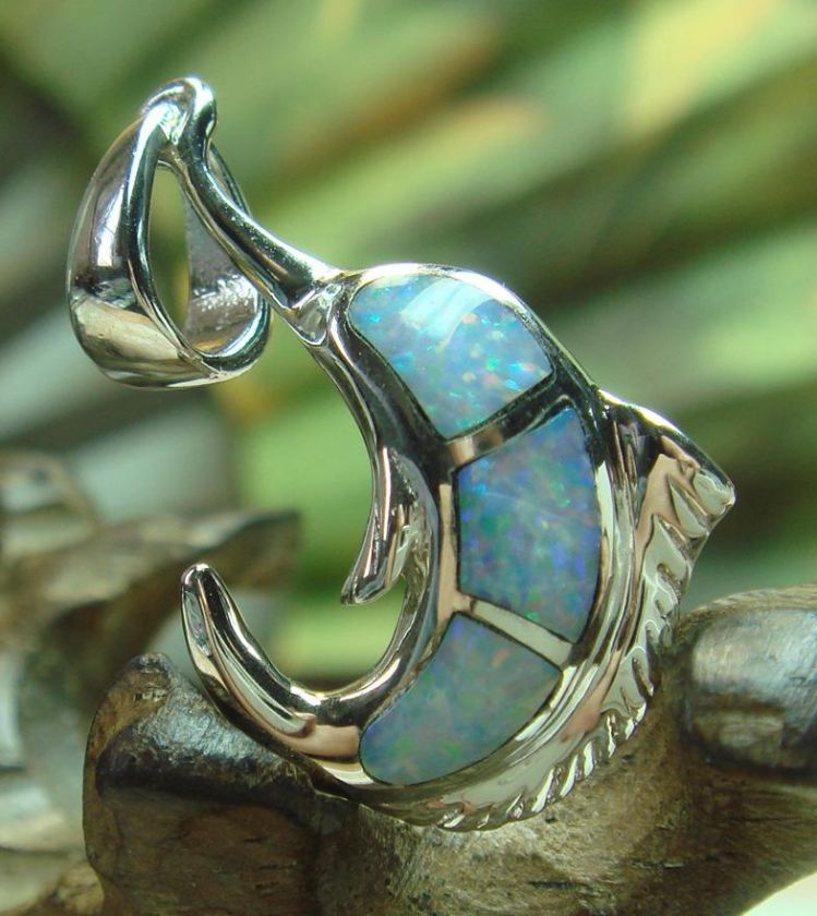 100% Natural Australian Blue&Green Fire Opal Inlay 925 Sterling Silver 