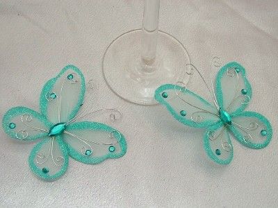 36 Wedding Table Decorations Aqua Blue Butterflies 3  