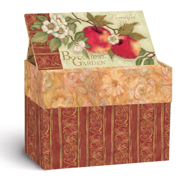 LANG BEAUTIFUL BLOOMS APPLES RECIPE CARD BOX, NEW  