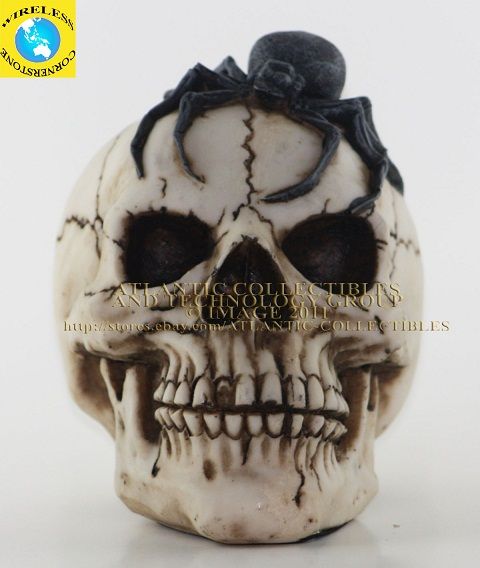 ARACHNID TEMPLE SKULL STATUE SPIDER SKELETON FIGURINE  