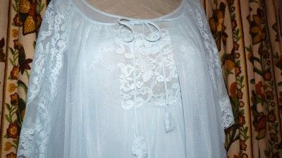   Vintage Peignoir Powder Blue Chiffon full sweep Mid Century sz S