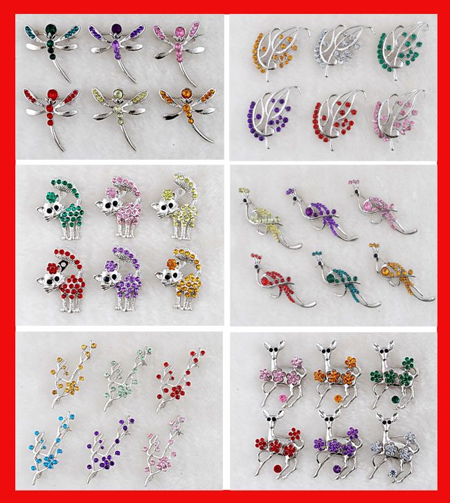 Brooch pin W acrylic alloy 36pcs wholesale  