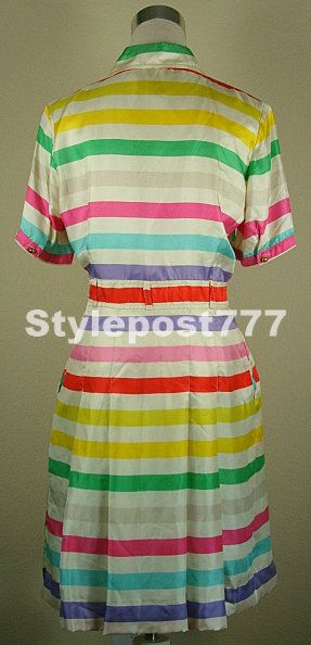 Sugary stripes of spun silk compose this delicious dress that looks 